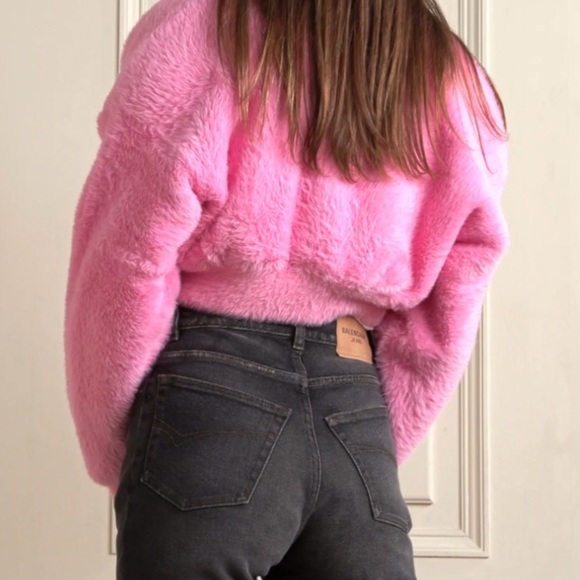 🆕ALEXANDERWANG T PRISM PINK LONG-SLEEVE FAUX FUR CARDIGAN JACKET BUBBLEGUM PINK - Picture 8 of 16